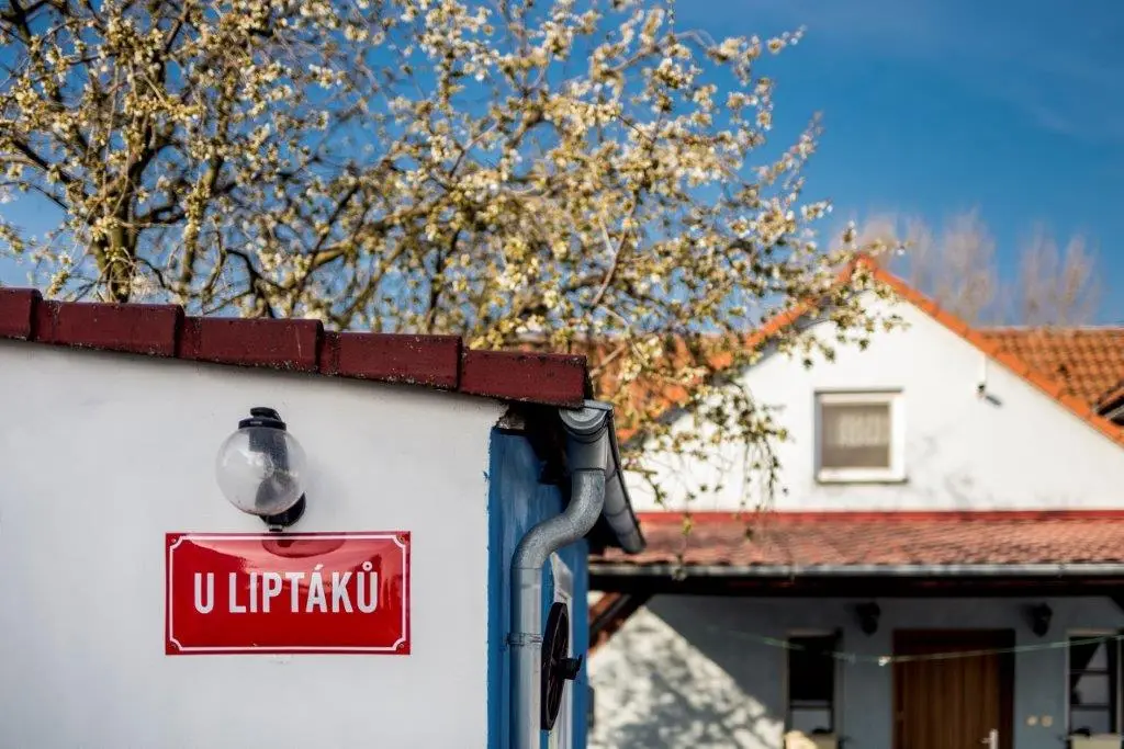 Označení Penzionu U Liptáků u rozkvetlého stromu